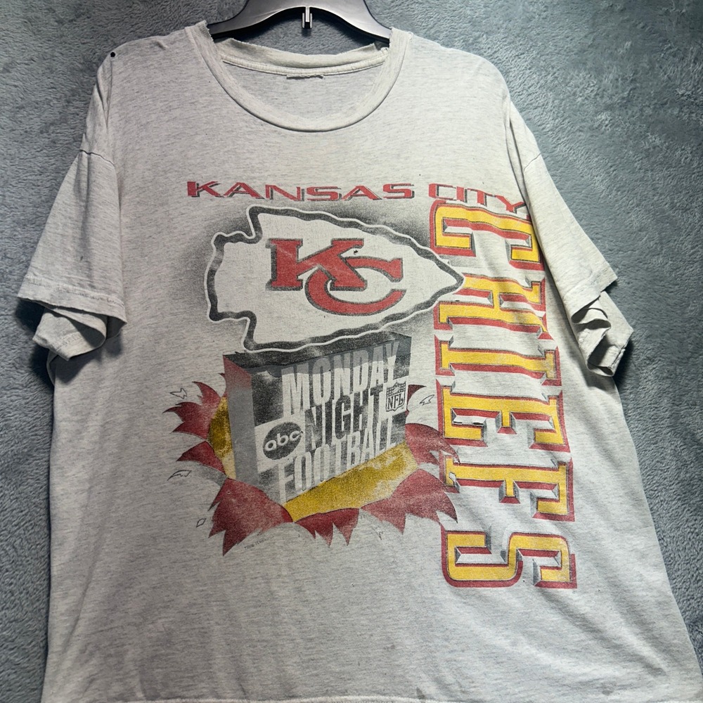 Vintage 1993 Kansas City Chiefs Monday Night Football T-Shirt Grey XL NFL 90s